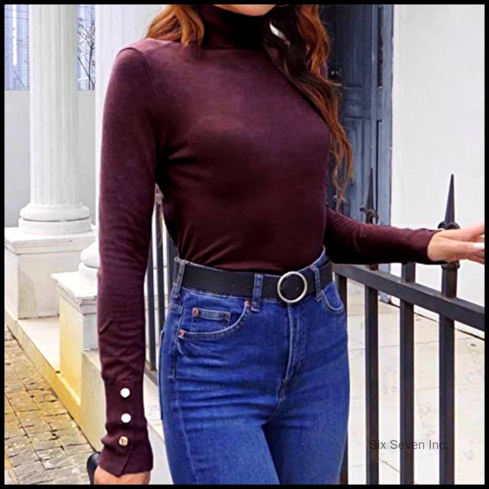 Polyester Knit Turtleneck Sweater Pullover With M… - image 5